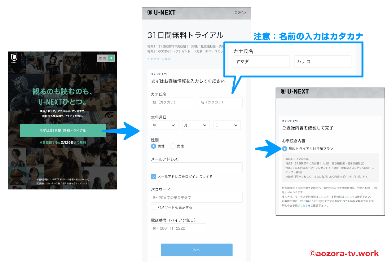 U-NEXT入会方法と手順