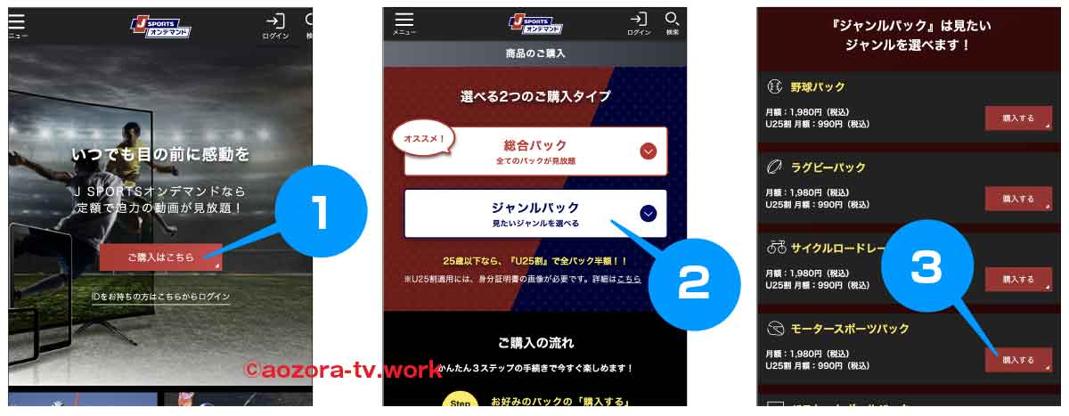 J SPORTSオンデマンド契約方法