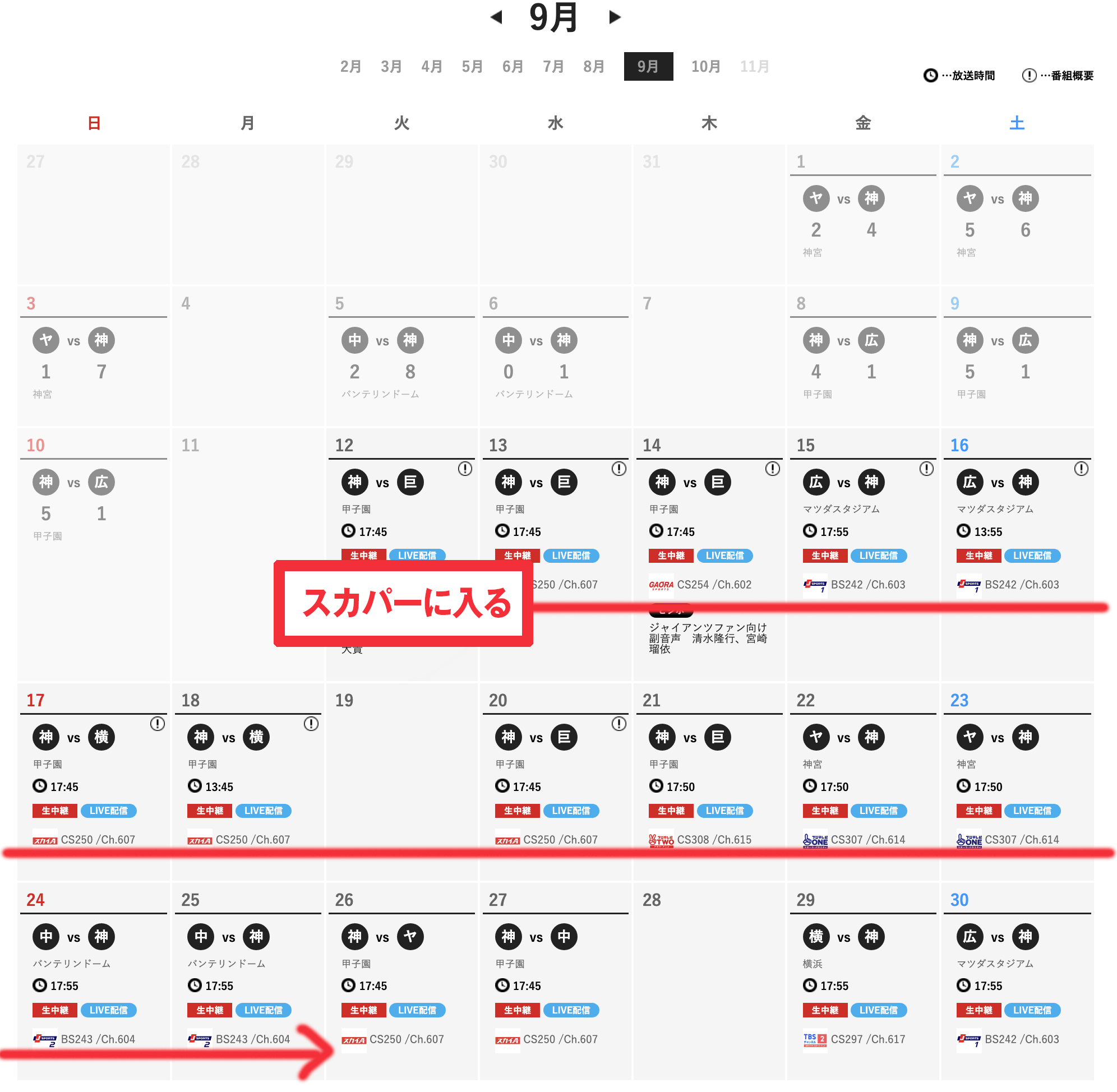 スカパー２週間無料見放題になるサービスを使えば阪神のアレの瞬間が見れる