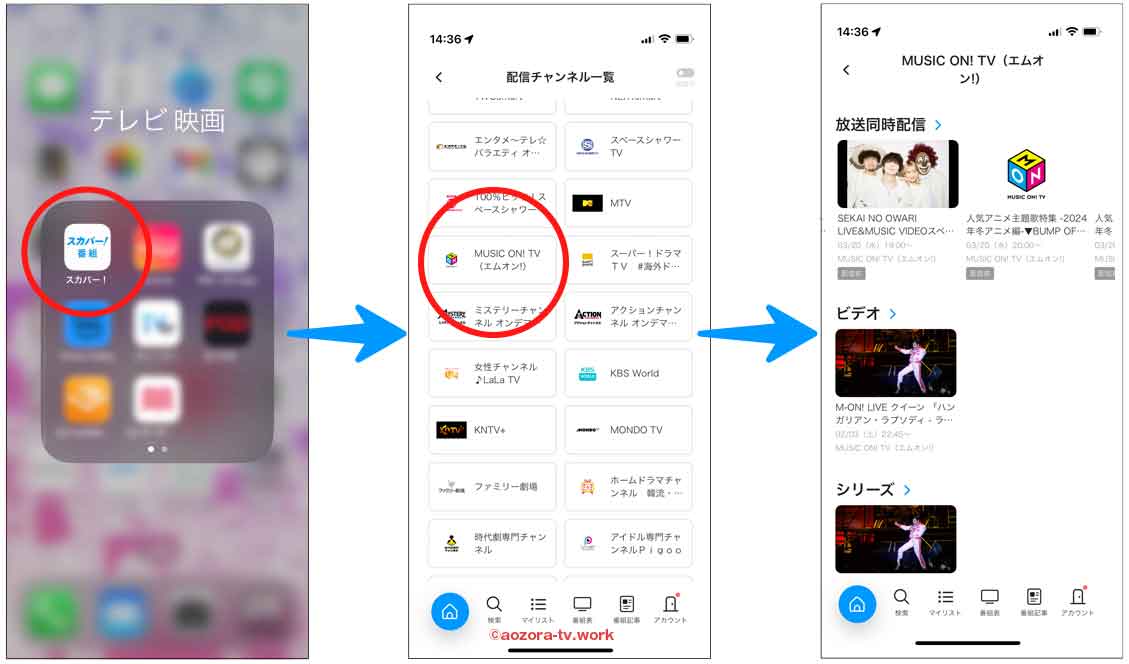 エムオンをスカパーアプリでみる